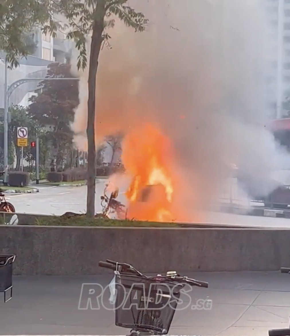 E-Bike Catches Fire Near Bedok Mall, Loud Popping Noises Heard Before SCDF Arrives