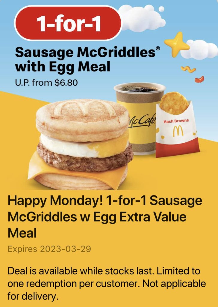 McDonald's Has 1For1 Sausage McGriddles With Egg Meal Promo For