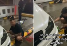 Man Continues Washing Car While Police Arrest Someone At HDB Carpark, Truly Minds Own Business