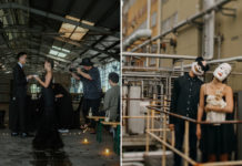 S'pore Couple Gets Married In Abandoned Oil Plant, Goth-Style Wedding Features Black Outfits & Dolls