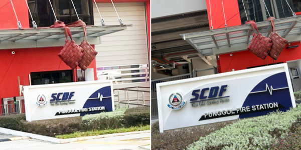 Punggol Fire Station Hangs Up Ketupats Weaved From Hoses, Praised For Creativity
