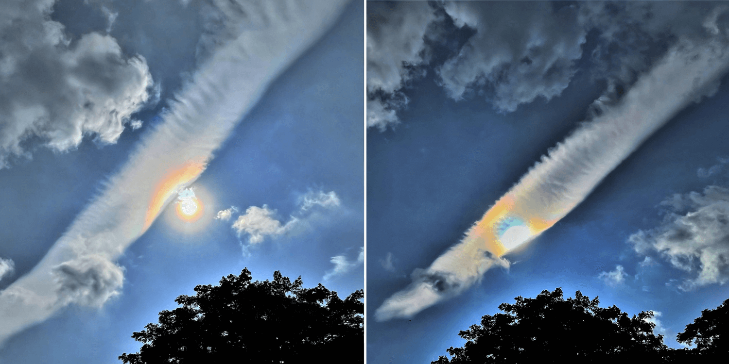 Beautiful Iridescent Clouds Stretch Across Sky At Seletar Aerospace Park, Resemble Large Angel Wings