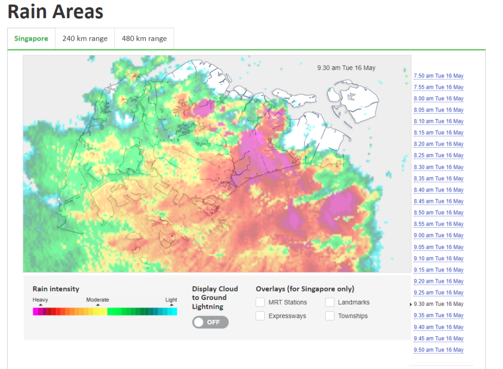Heavy Rain Falls Across Parts Of S'pore On 16 May Morning, PUB Issues