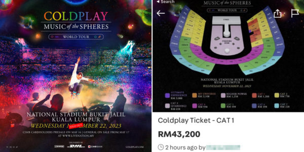 Scalper Lists Coldplay M'sia Concert Ticket For S$13K On Carousell, 33 Times The Normal Price