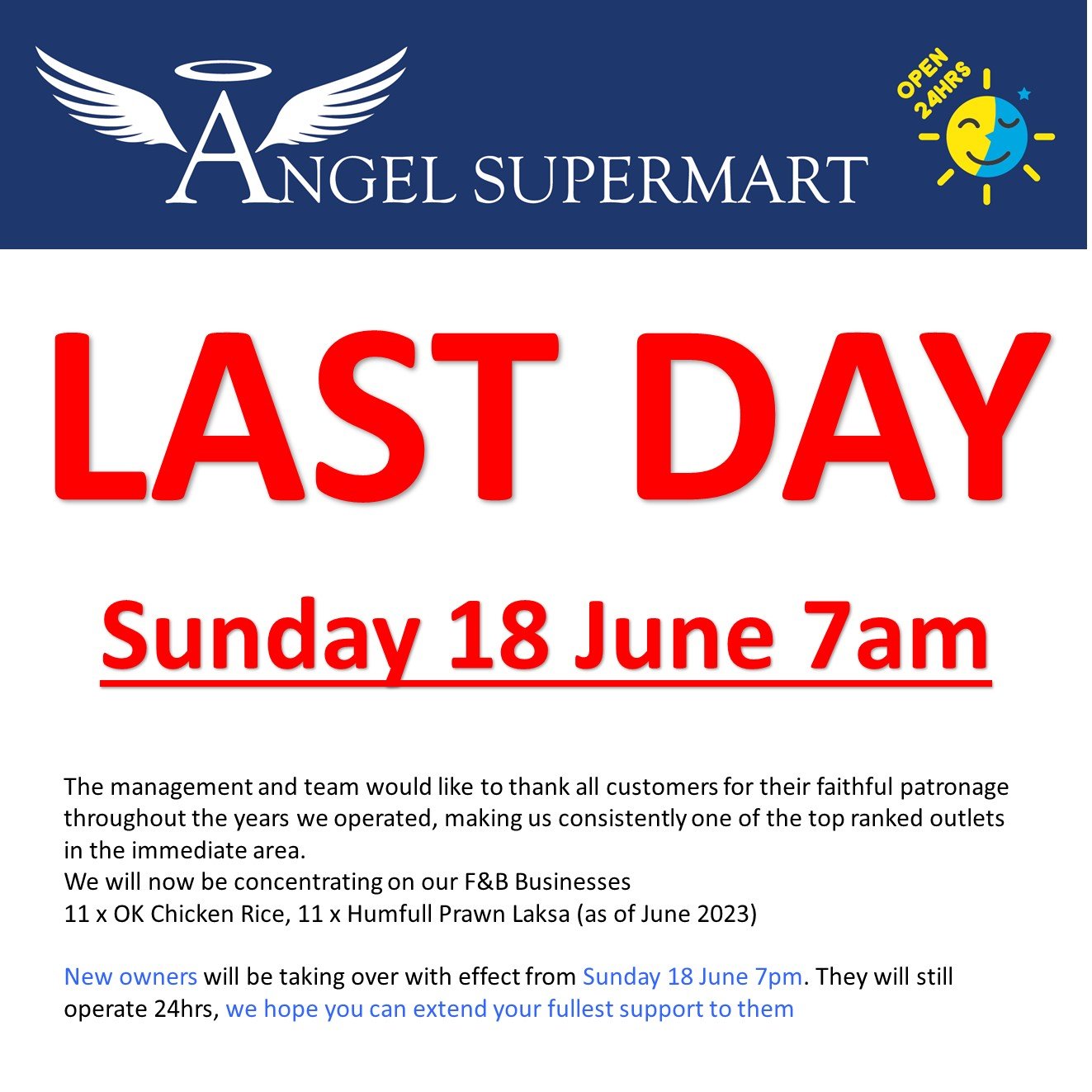 angel supermart closes