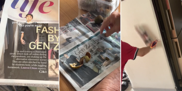 S'pore Girl Appears On Cover Of Newspaper, Grandpa Uses It As Placemat & Bug Swatter