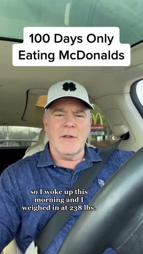 Kevin Maginnis, a man in the US, went on a diet eating McDonald's meals thrice a day.