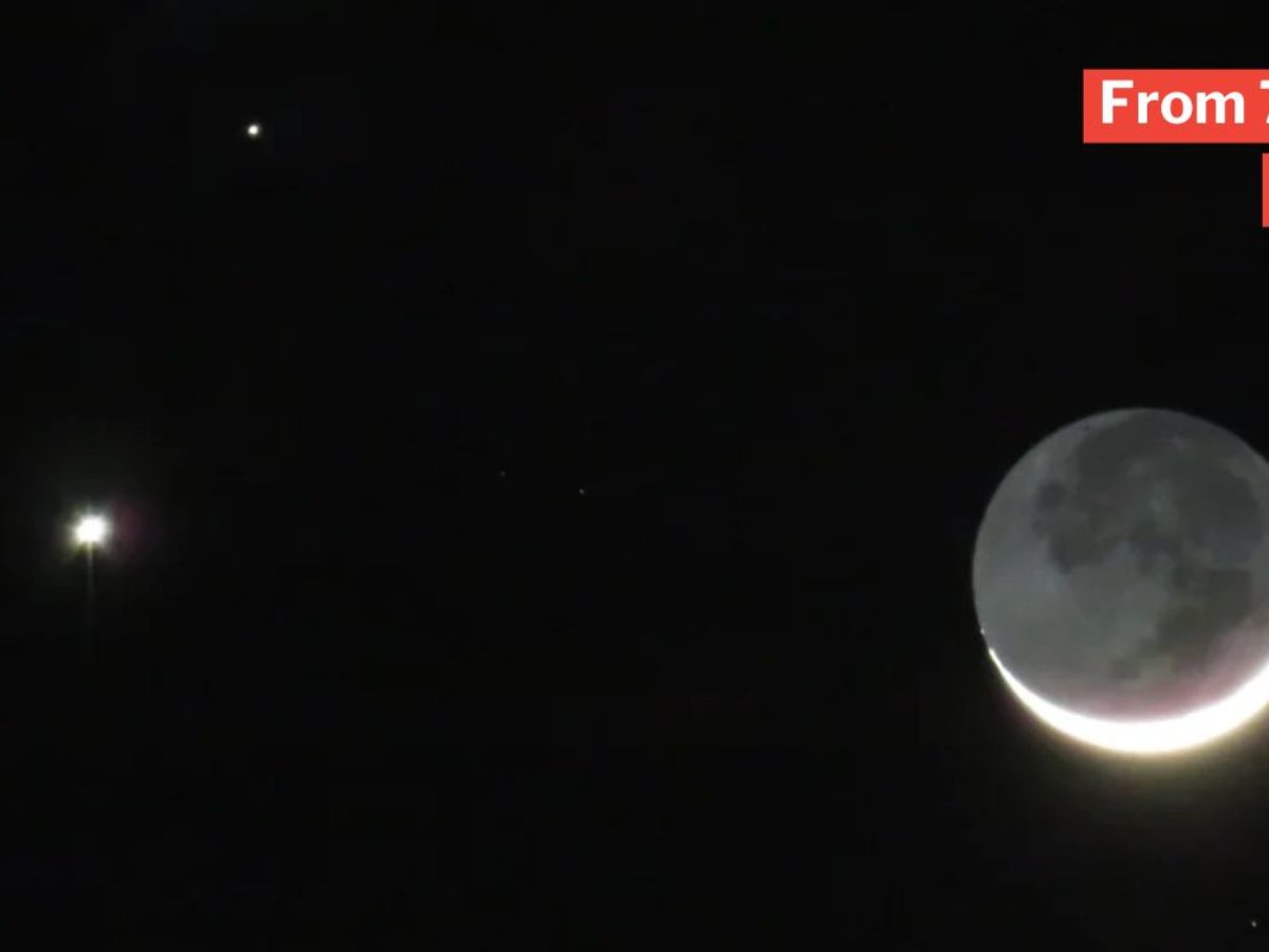 Venus and Mars above the crescent Moon