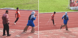 M’sian Boy With One Leg Finishes School Race, Teacher Cheers Him On By Running Beside Him