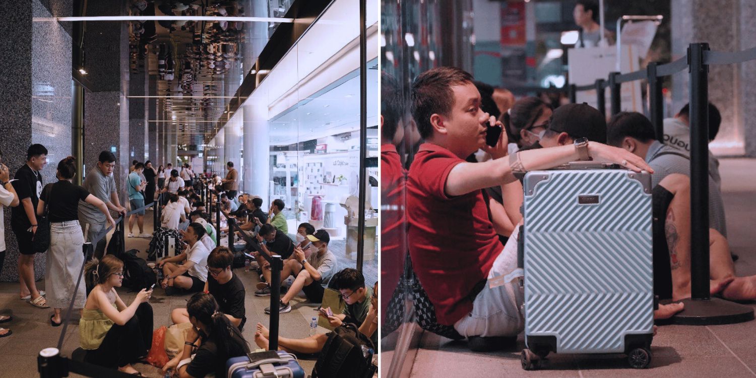 Queue Forms Outside Courts Orchard A Day Before iPhone 15 Release, Many Seen With Luggage