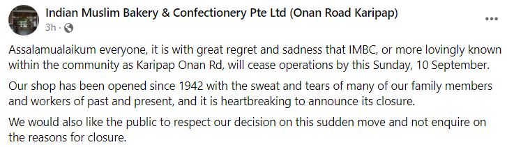 Legendary 81-year-old Onan Road Karipap to close permanently on 10 Sep 2023