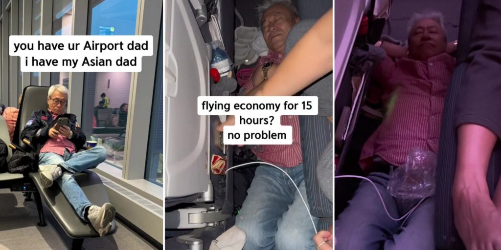 Asian Dad Casually Sleeps On Plane Floor During 15Hour Flight In