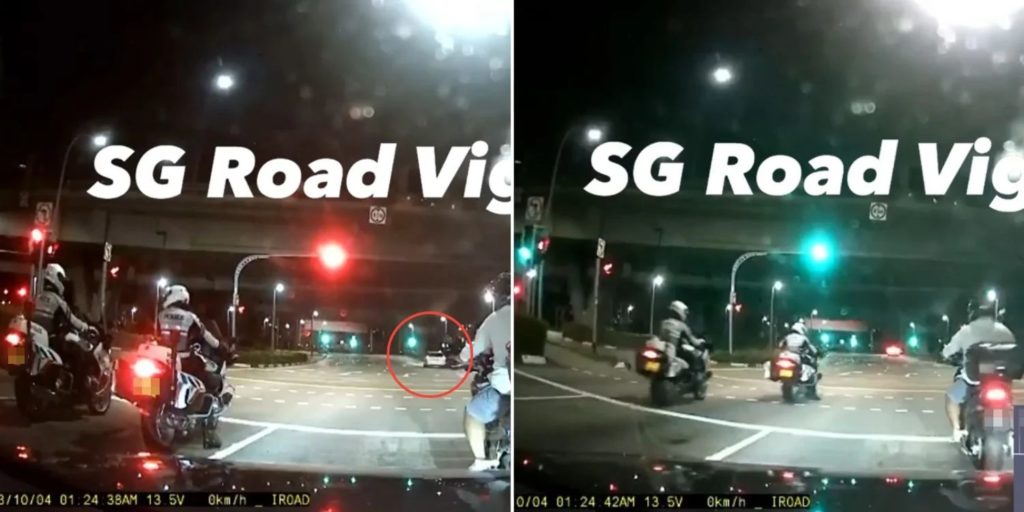 Car Runs Red Light In Front Of Traffic Police In Serangoon, Officers ...