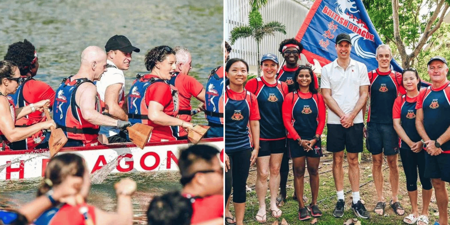Prince William Takes Part In Dragon Boat Race At Marina Bay, His Team Wins
