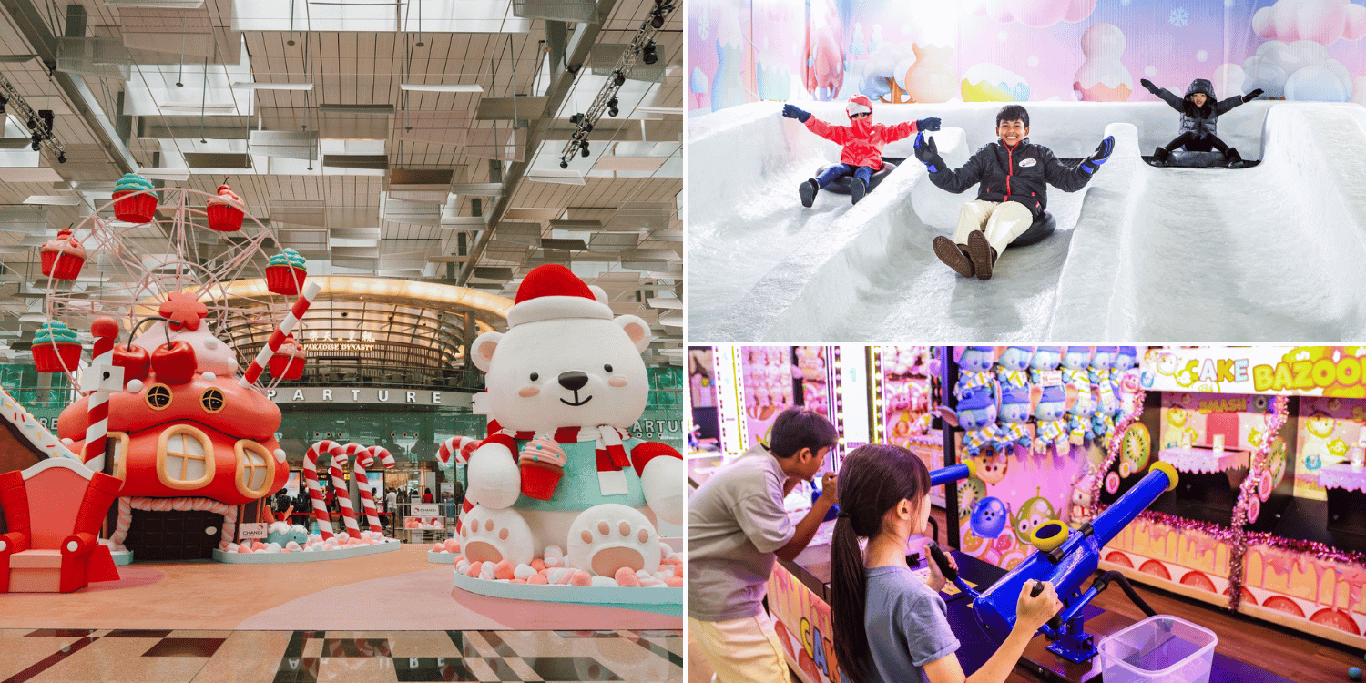 Changi Airport Turns Into Candy-Themed Festive Village For Christmas, Has Snow House & Carnival Games