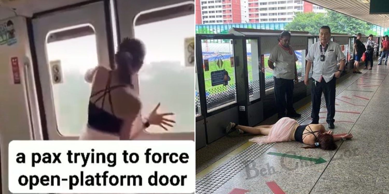Commuter Tries To Open Doors On Moving MRT Train, Also Lies Down At Ang Mo Kio Station