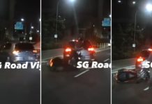 Car Changes Lanes At Woodlands & Collides With Motorcyclist Before Getting Rear-Ended By 2nd Bike