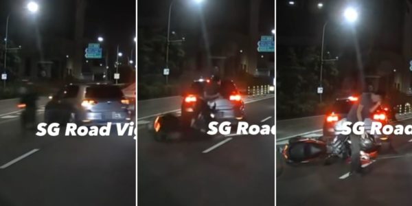 Car Changes Lanes At Woodlands & Collides With Motorcyclist Before Getting Rear-Ended By 2nd Bike