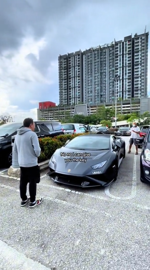 admiring Lamborghini sit inside