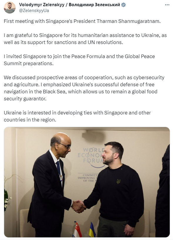 Ukraine President Zelenskyy Meets Tharman, Thanks S'pore For ...