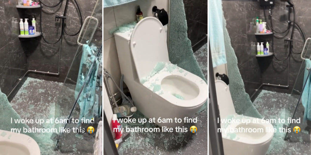 Tampines resident wakes up & finds glass shower screen shattered into