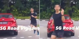 Jogger ignores red light on Raffles Avenue, flips off driver when honked at