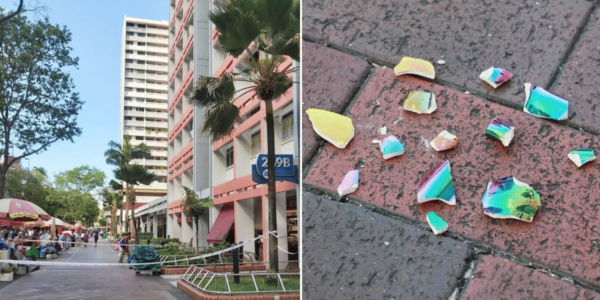 Broken vase shards fall from Queen Street HDB flat, narrowly miss 2 people