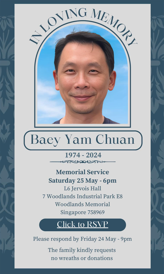 Baey Yam Keng's brother, Baey Yam Chuan, dies