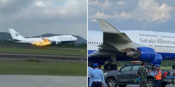 Garuda Indonesia engine fire