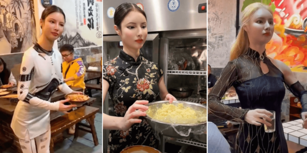 Restaurant owner in China eerily resembles robot, imitates movements perfectly while serving customers
