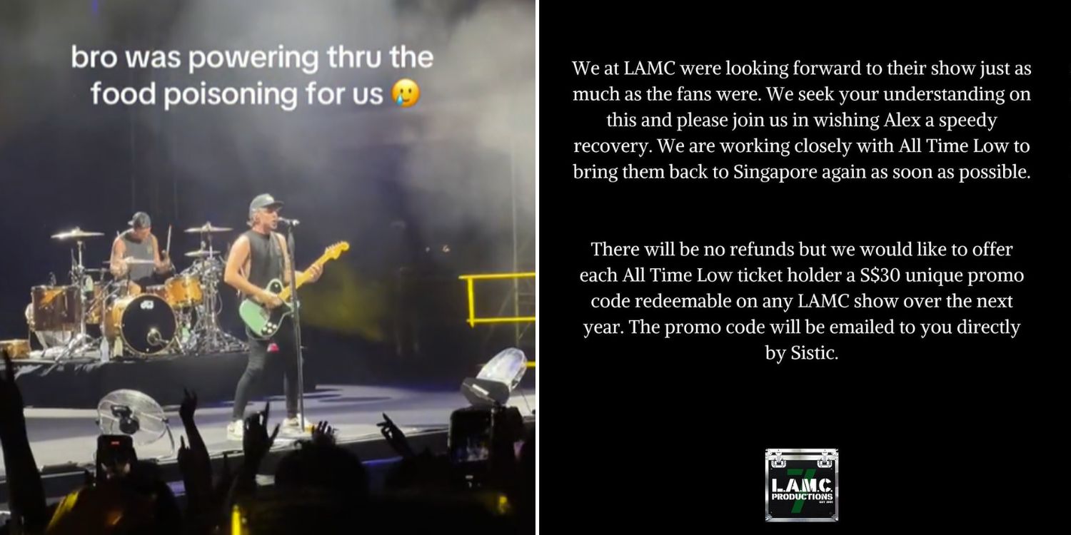 All Time Low cancels S’pore concert halfway after lead singer falls ill, fans unhappy with compensation