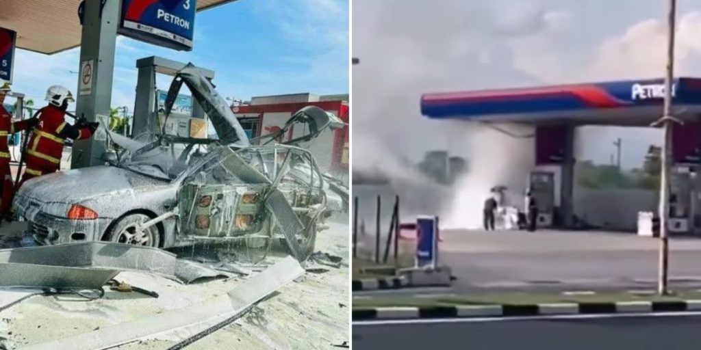 car explodes gas station malaysia