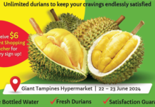 Giant Tampines to hold 1-hour all-you-can-eat durian buffet on 22 & 23 June