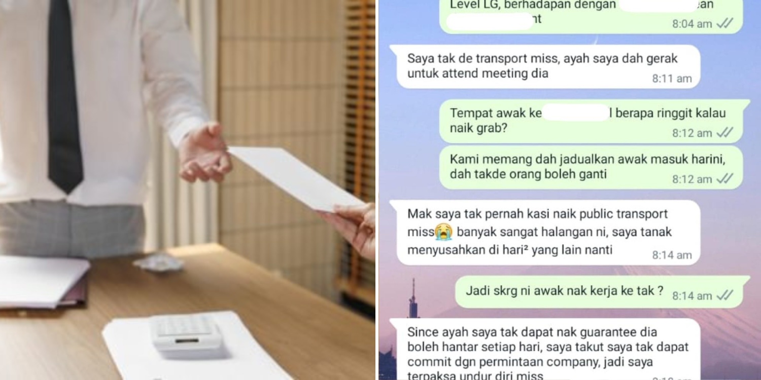 Employee in M'sia quits on first day of work as his mum wouldn't let him take public transport