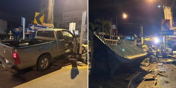 car crash into shrine thailand