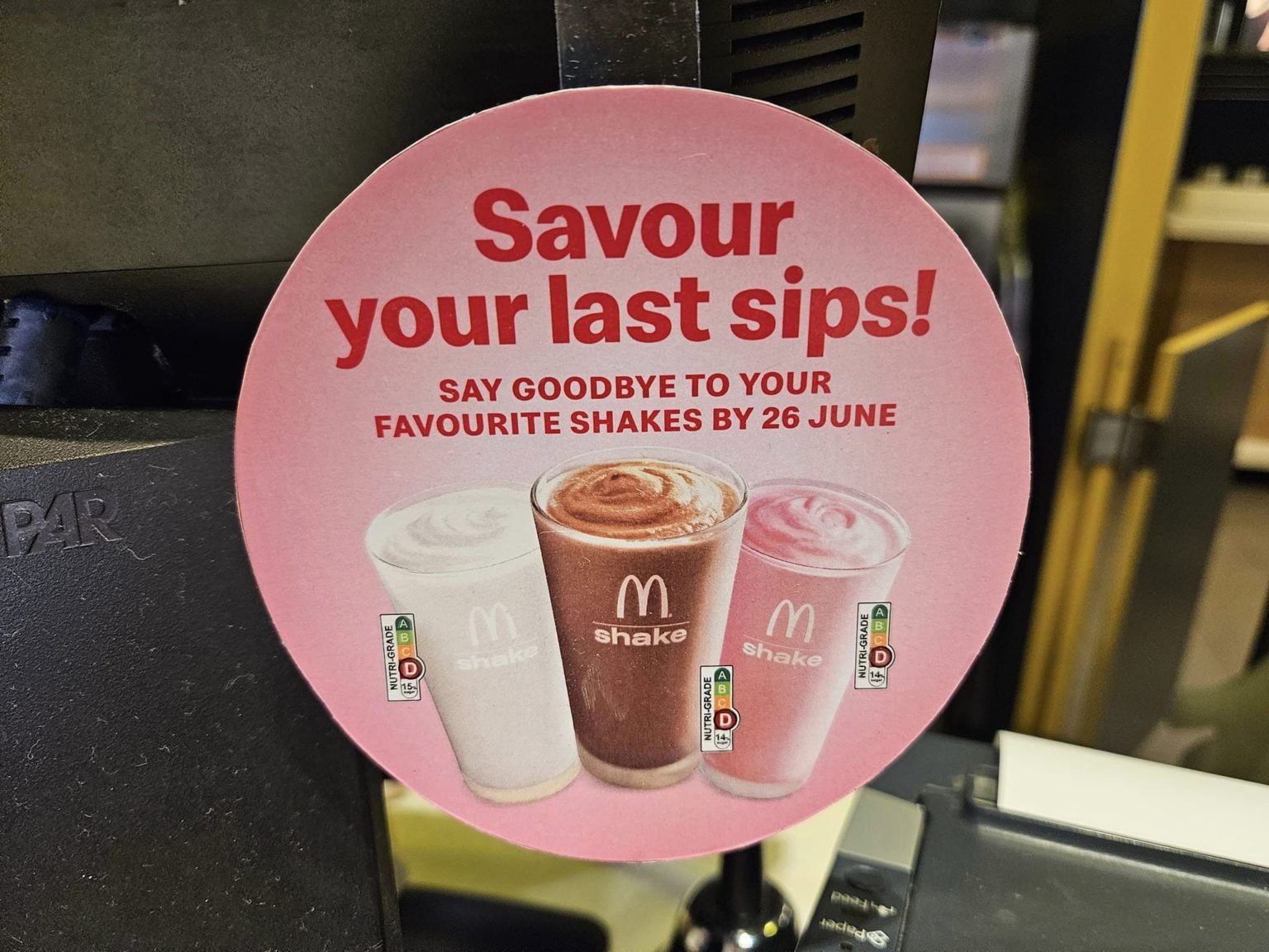 McDonald's removes milkshakes from Singapore menu