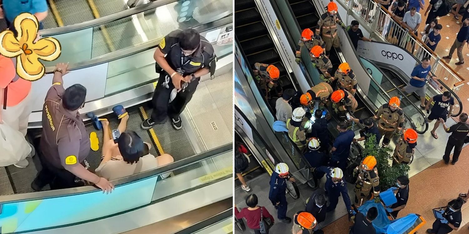 Boy sent to hospital after slipper-clad foot gets stuck in Jurong Point escalator