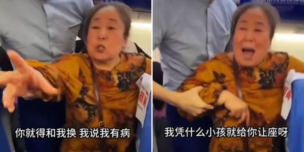 Elderly woman causes scene on plane China