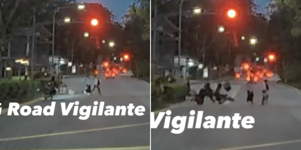 E-bike rider runs red light and collides with pedestrians along ...