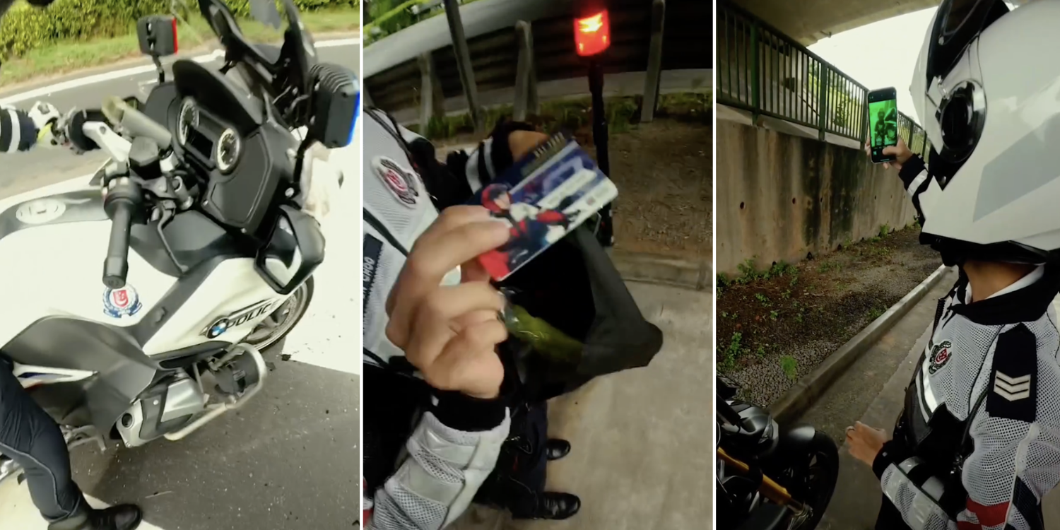 Traffic Police officer asks S’pore motorcyclist to pull over, rewards him for wearing full gear