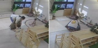 teacher shields toddlers earthquake