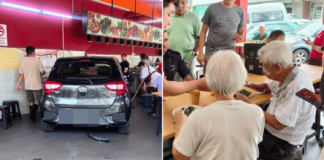 Elderly couple stunned after crashing into M'sia restaurant, owner offers meal to calm them down