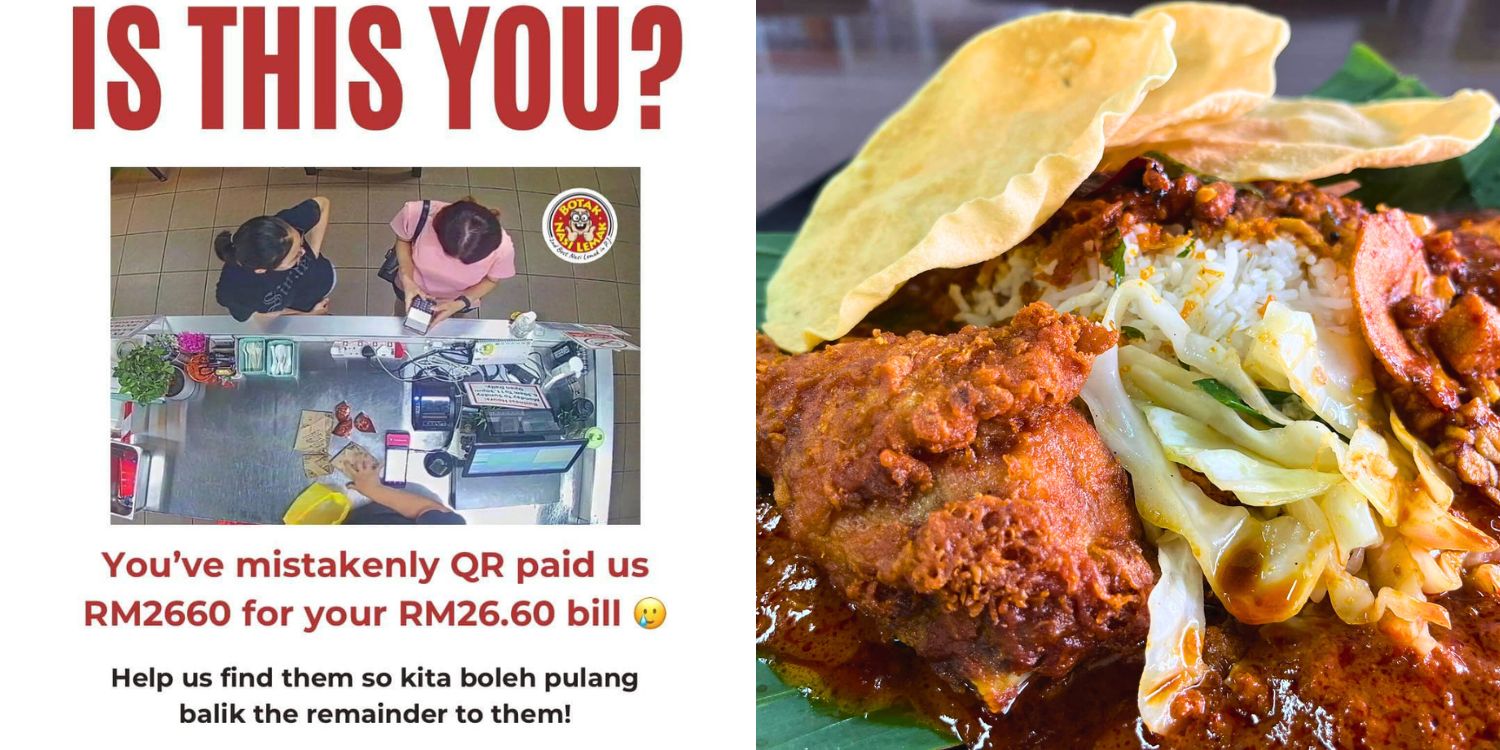 Customer in M'sia accidentally pays S$795 for S$8 nasi lemak meal, stall appeals for patron's identity