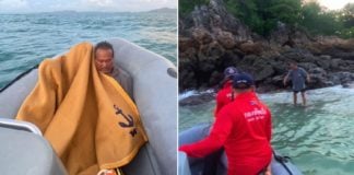 man drifts at sea thailand