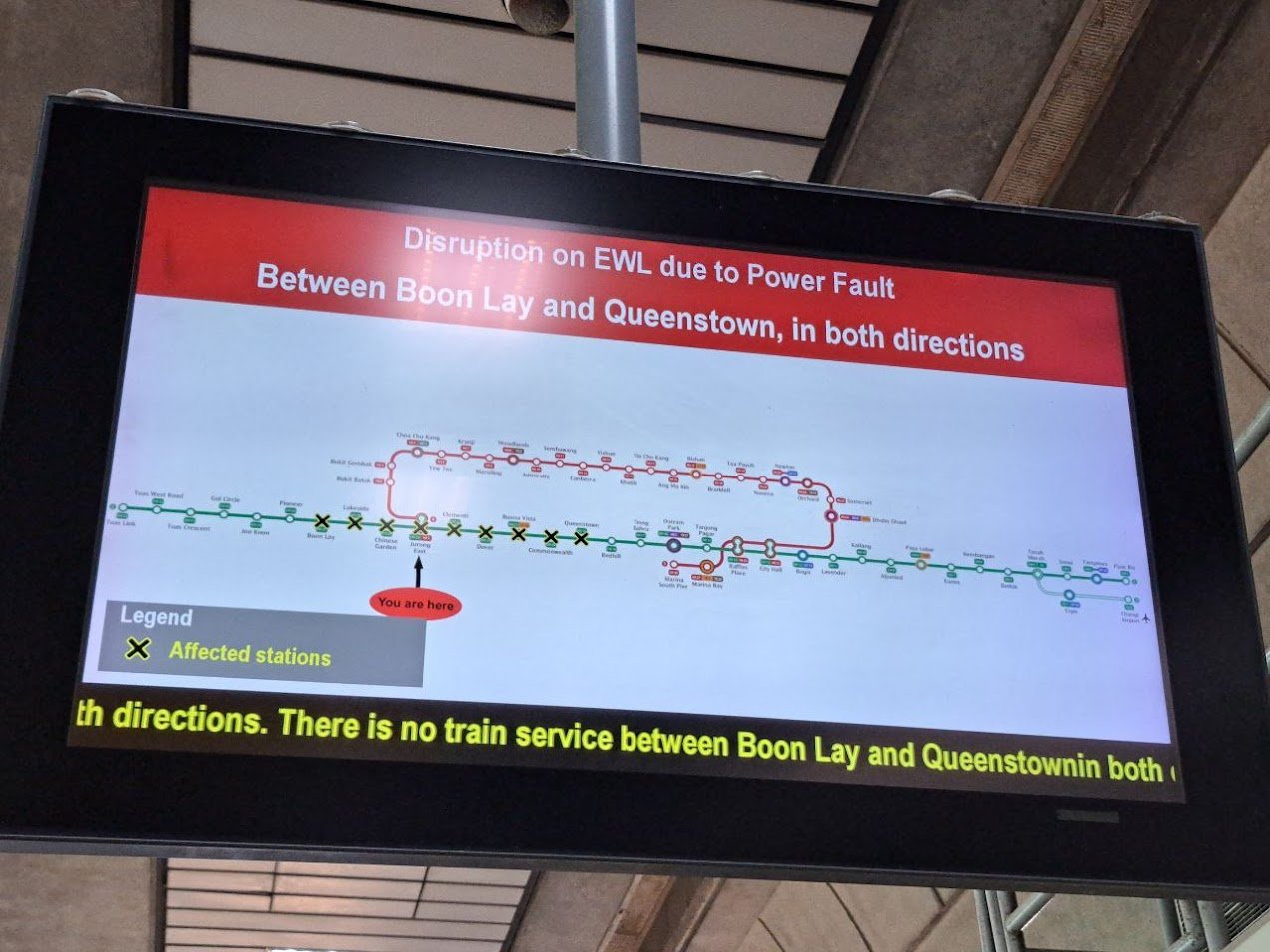 east-west line disruption