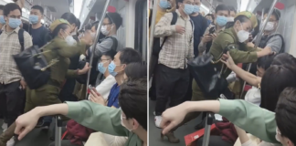 woman hit man train china