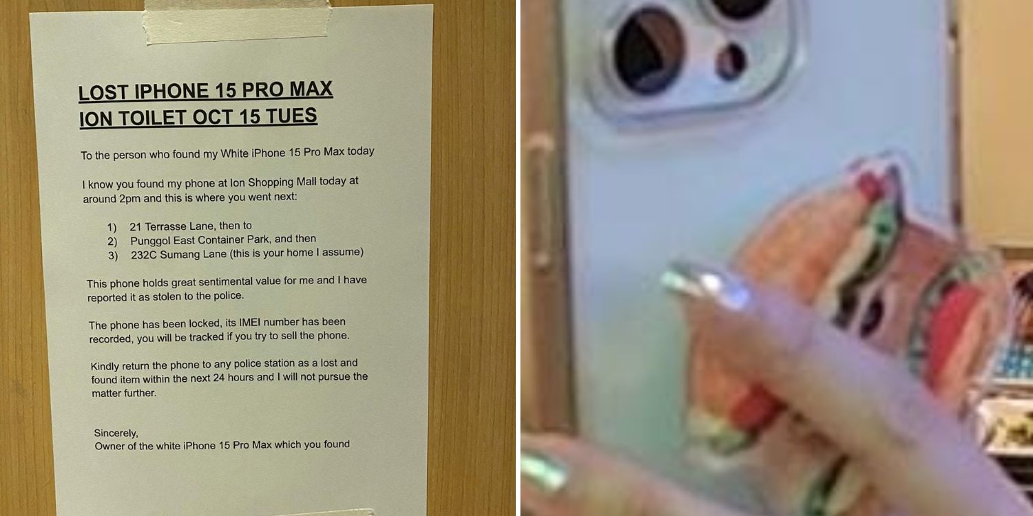 ‘No questions asked’: Man in S'pore offers S$10K reward for return of wife’s iPhone 15 Pro Max