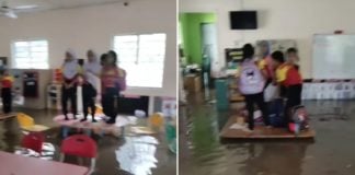 kindergarten students trapped flood