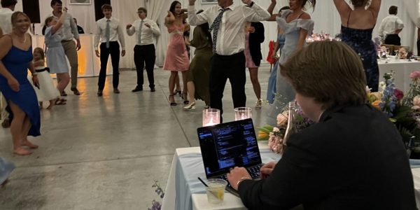 startup founder working wedding