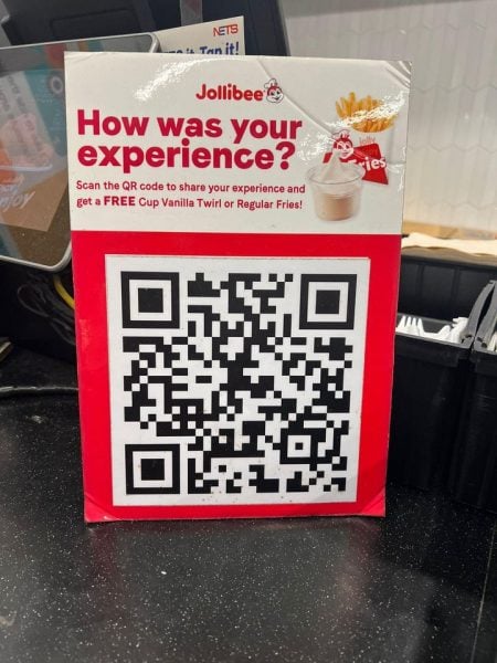 Jollibee QR code free ice cream